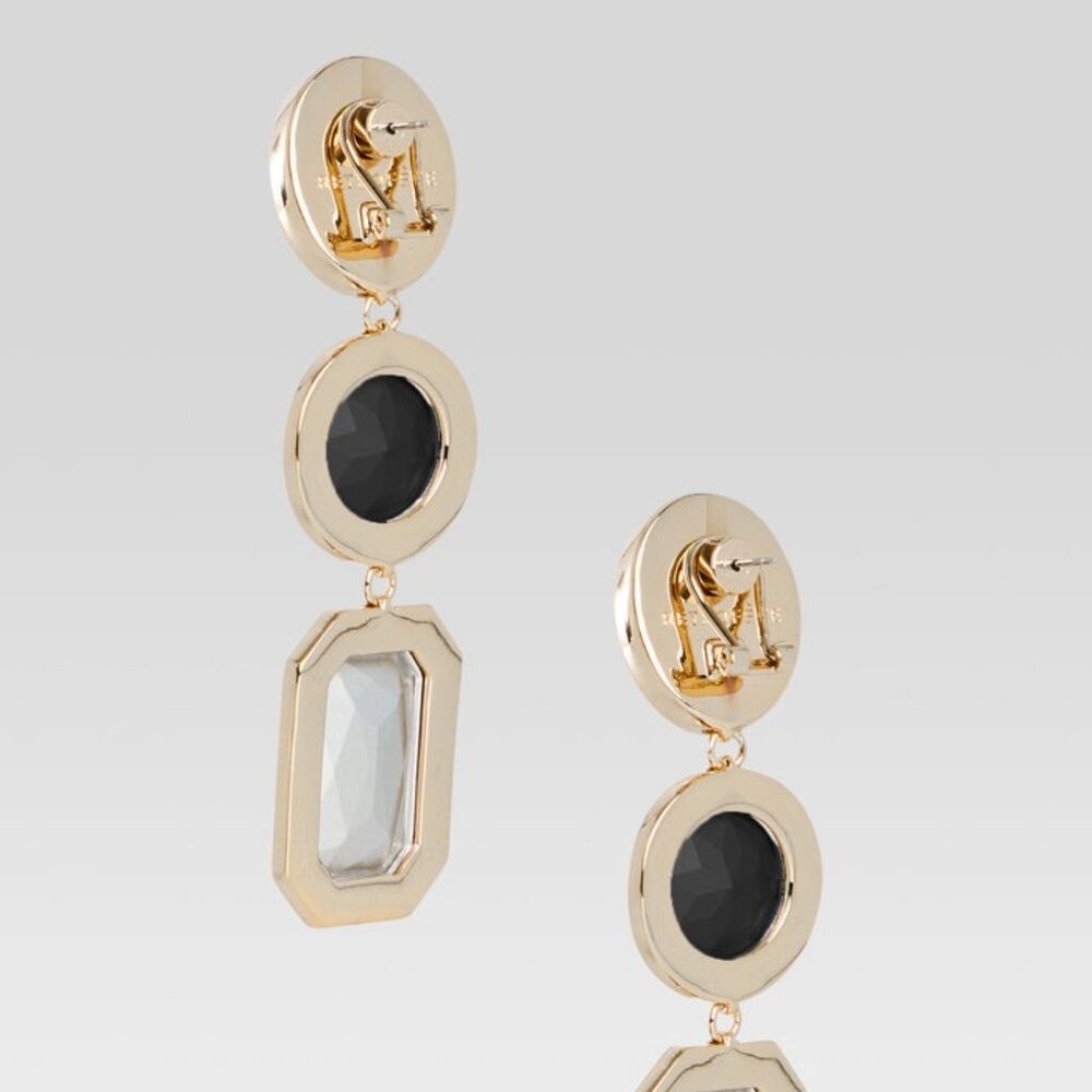 retrofete Camille Gemstone Drop Earring in Black crystal stones large dangle - Picture 3 of 6